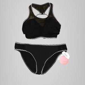 NWT 2 Piece Swimsuit Black mesh